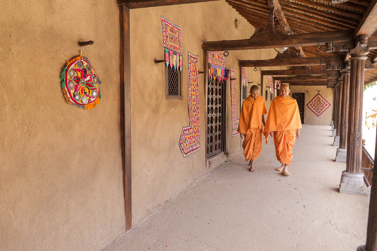 Swami walks in Shri Jiva Khachar's darbar