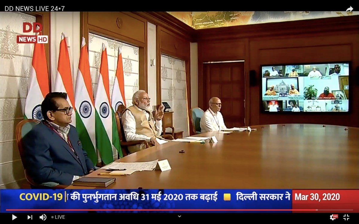 BAPS Participates in Video Conference of Spiritual Leaders with Prime Minister Modi, India