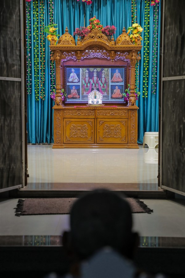 Thakorji in the mandir at Shantivan