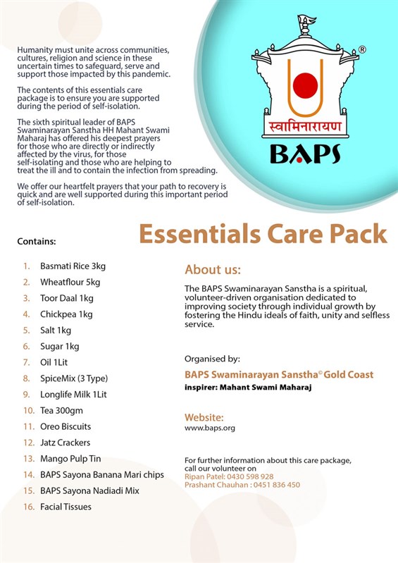 BAPS Provides Assistance During Coronavirus Pandemic, Gold Coast