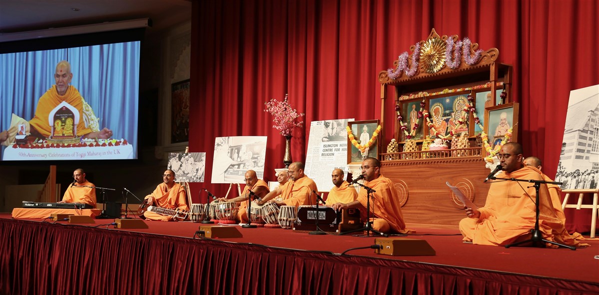 Swamis of BAPS Shri Swaminarayan Mandir, London, celebrated the 50th anniversary of Yogiji Maharaj in the UK during Swamishri's puja live in Nenpur, India - starting at 1:30am BST