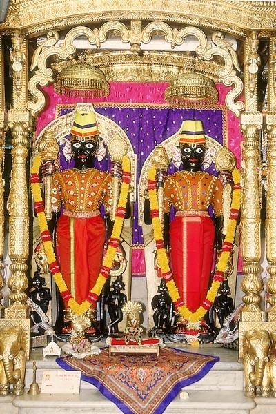  Shri Ranchhodji and Shri Trivikramray Dev adorned in sandalwood paste