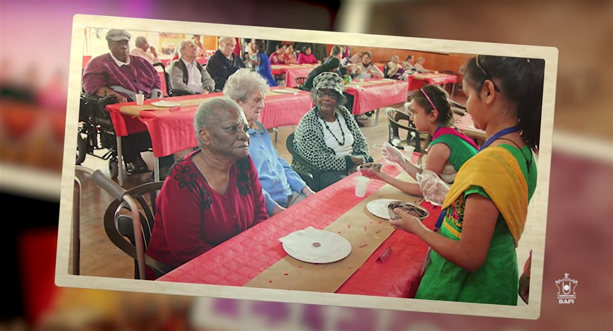 An archive image of community outreach activities carried out by young volunteers at London Mandir