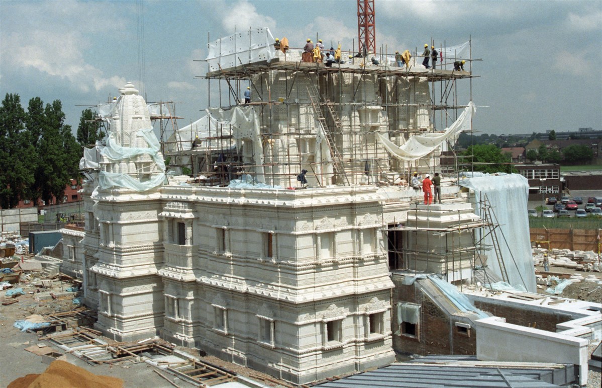 The mandir nears completion as the opening ceremony looms a mere few months away