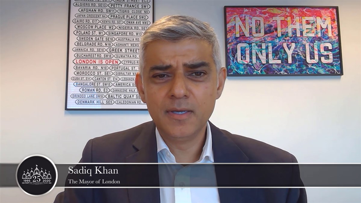 Mayor of London Sadiq Khan thanked the Mandir for its 'huge contributions to our city' and for being a 'shining example' of what makes London a great capital