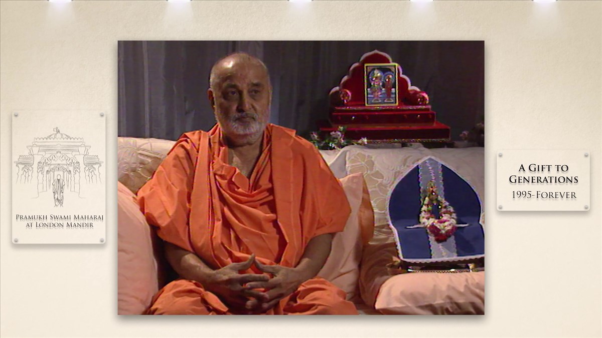 Rare, unseen footage of Pramukh Swami Maharaj being interviewed by a reporter on the purpose of building a mandir in London