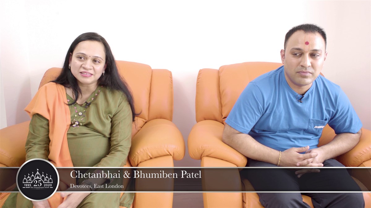 Chetanbhai and Bhumiben Patel share a personal experience where the mandir helped their understanding and gave them vital support in an incredibly challenging period of their lives