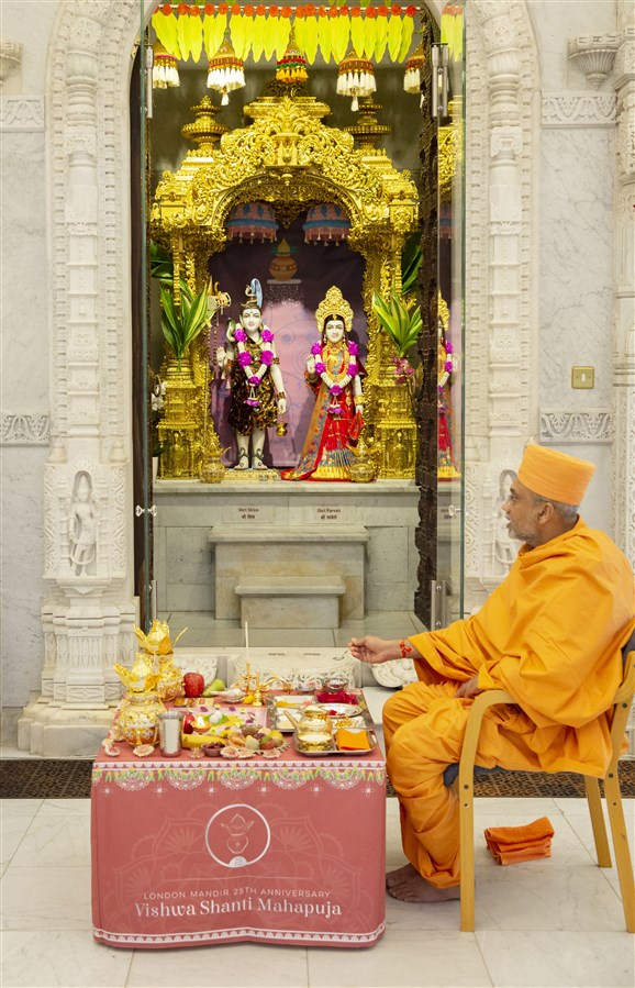 The mahapuja was also performed at the shrine before Shri Shiva Bhagwan and Shri Parvatiji