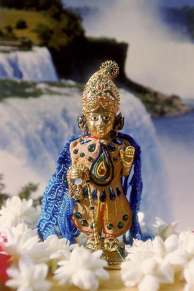 Shri Harikrishna Maharaj adorned in sandalwood paste  