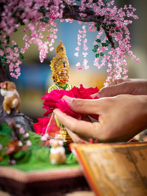 Flowers offered to Shri Harikrishna Maharaj