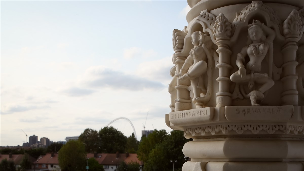 Neasden Temple in north-west London is a stone's throw from Wembley Stadium, home to some of the largest and most important sporting and cultural events in the UK