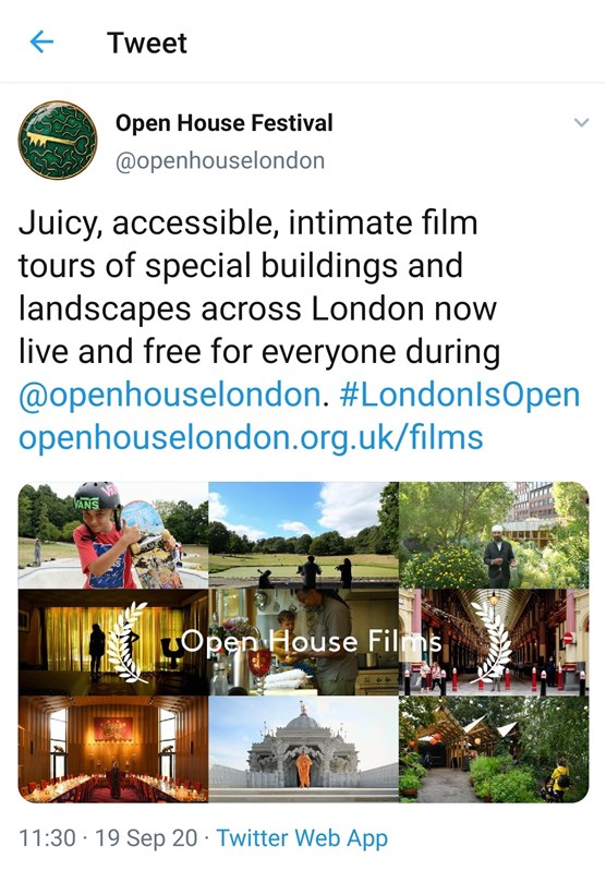 The film on Neasden Temple by Open House was one of 30 that provided a virtual insight into some of the finest buildings of London
