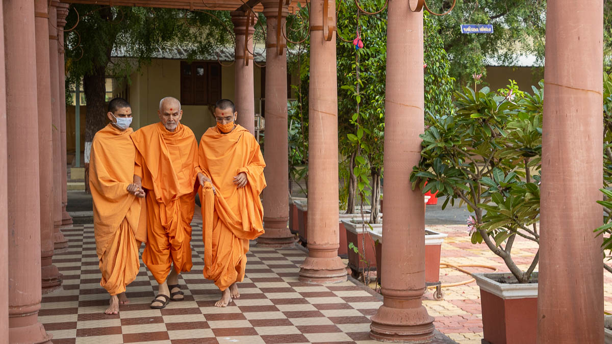 Swamishri during his walk in the morning