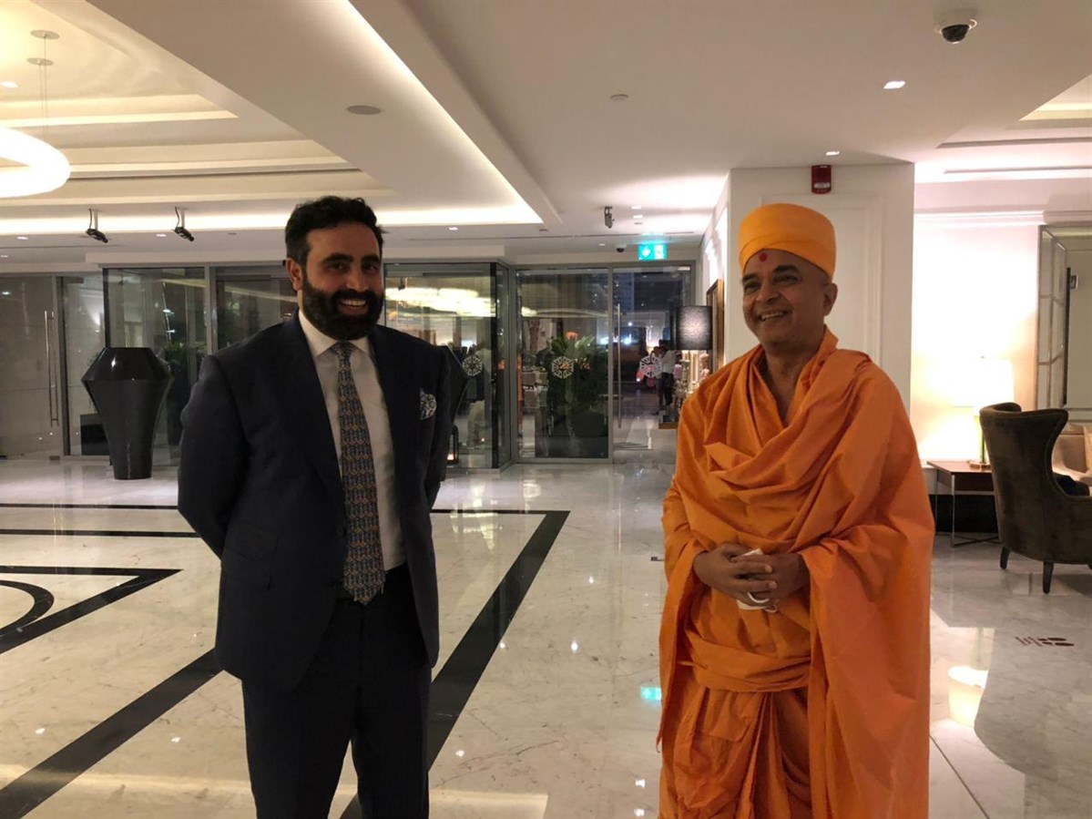 Pujya Brahmavihari Swami with His Excellency The Consul General of Afghanistan.