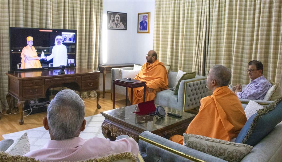 Brahmavihari Swami shared the community's gratitude for HRH Sheikh Abdullah bin Zayed al Nahyan's leadership and guidance on the mandir project