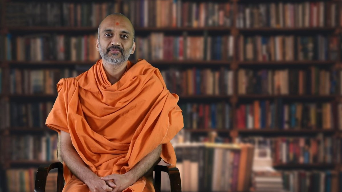 Pujya Yogananddas Swami guides students during the BAPS Campus Fellowship Virtual Diwali Celebration