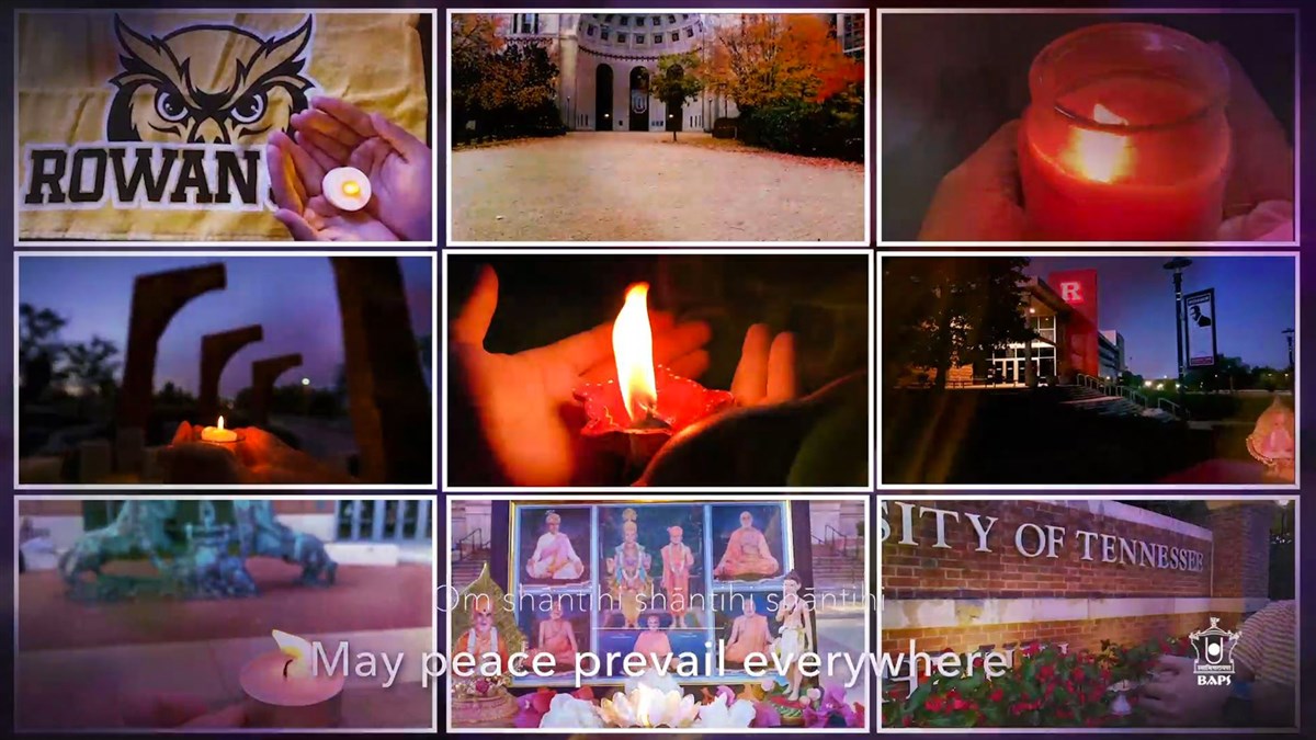 Diya Lighting at  North American College Campuses during the BAPS Campus Fellowship Virtual Diwali Celebration