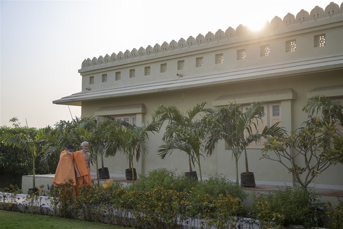 Swamishri during his walk in the evening