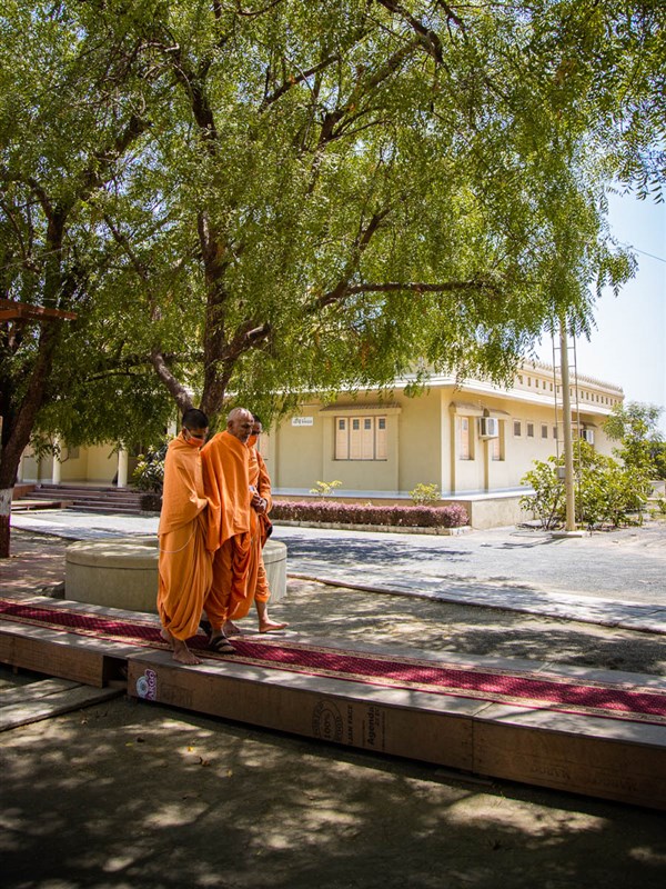 Swamishri on his way to the afternoon assembly