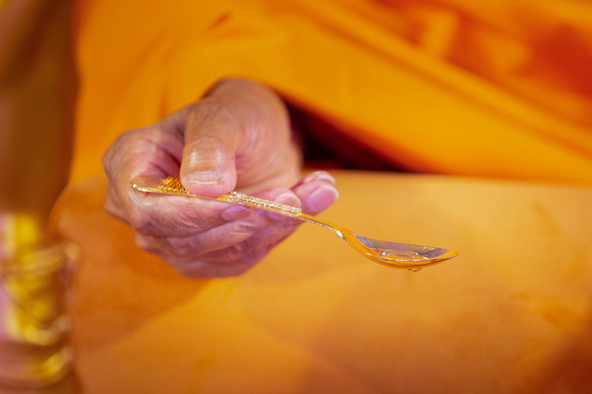 Swamishri performs pujan rituals 