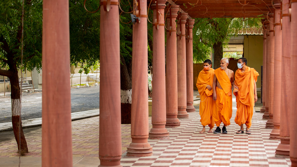 Swamishri during his walk in the evening