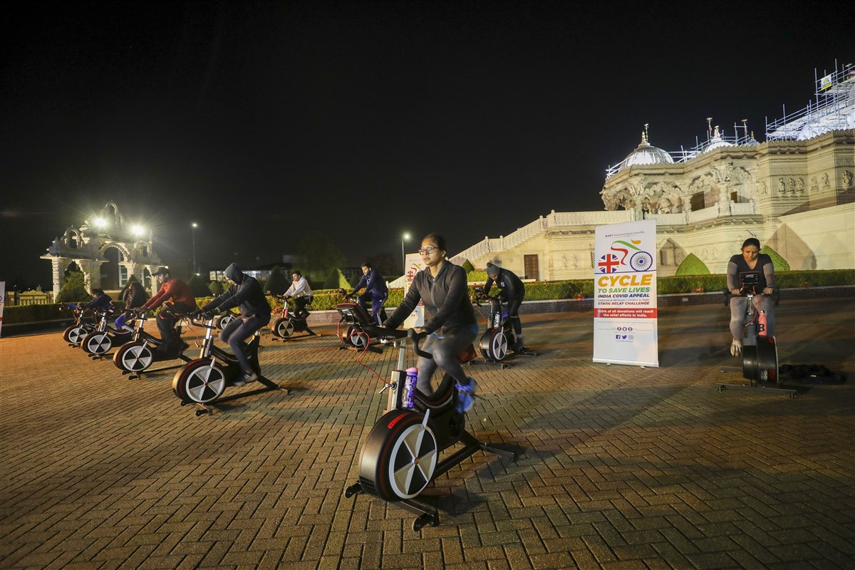 The non-stop challenge meant riders were cycling all day and throughout the night