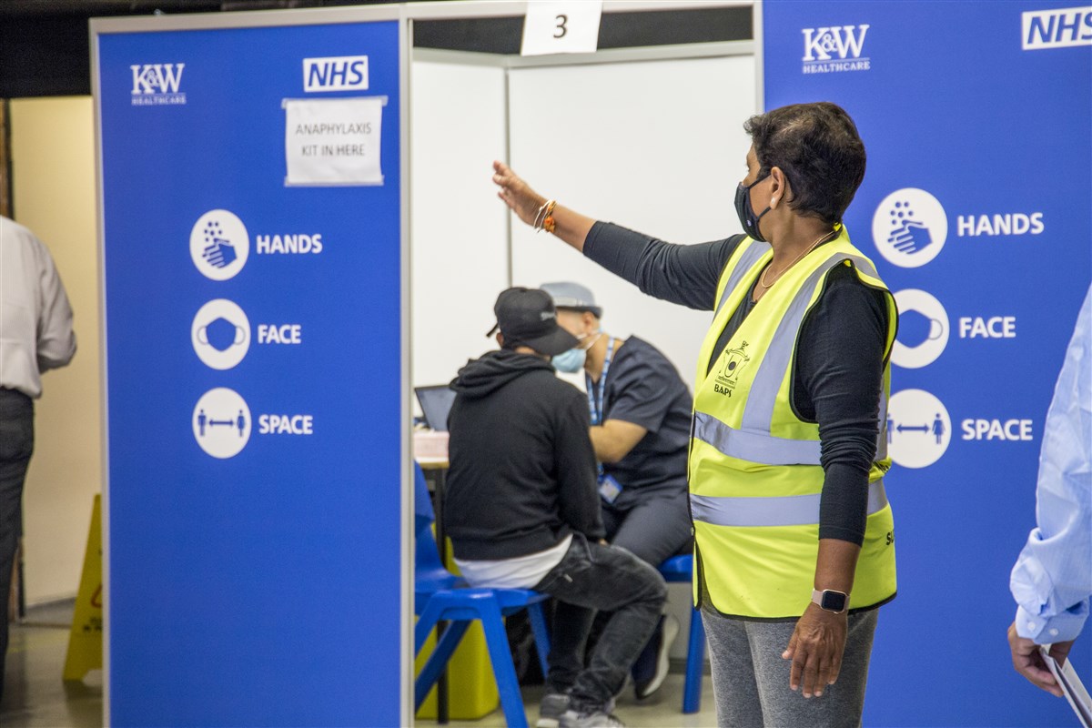 The efforts of BAPS volunteers have been integral in operating the vaccination centre