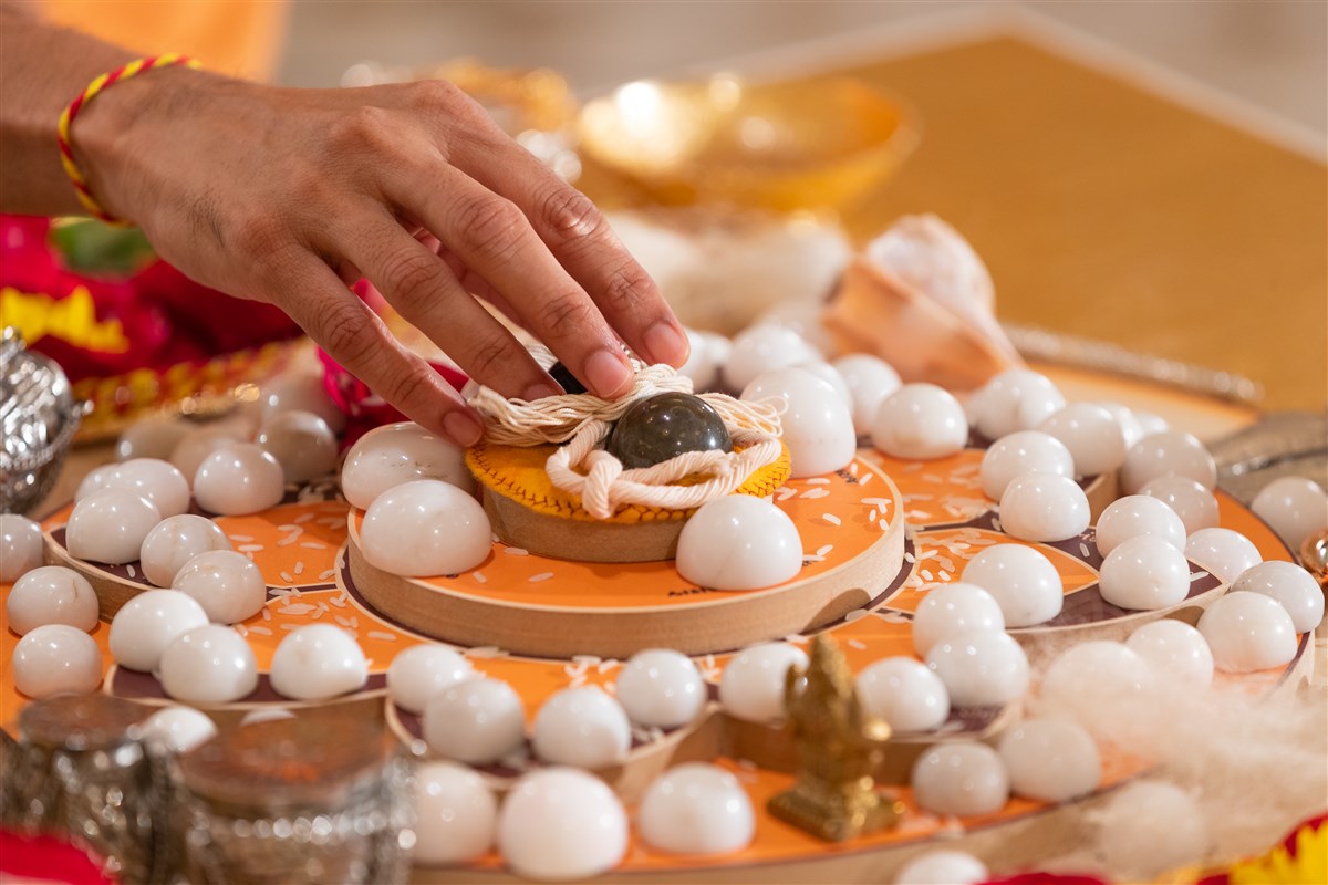 Pujya Swamis engaged in the rituals