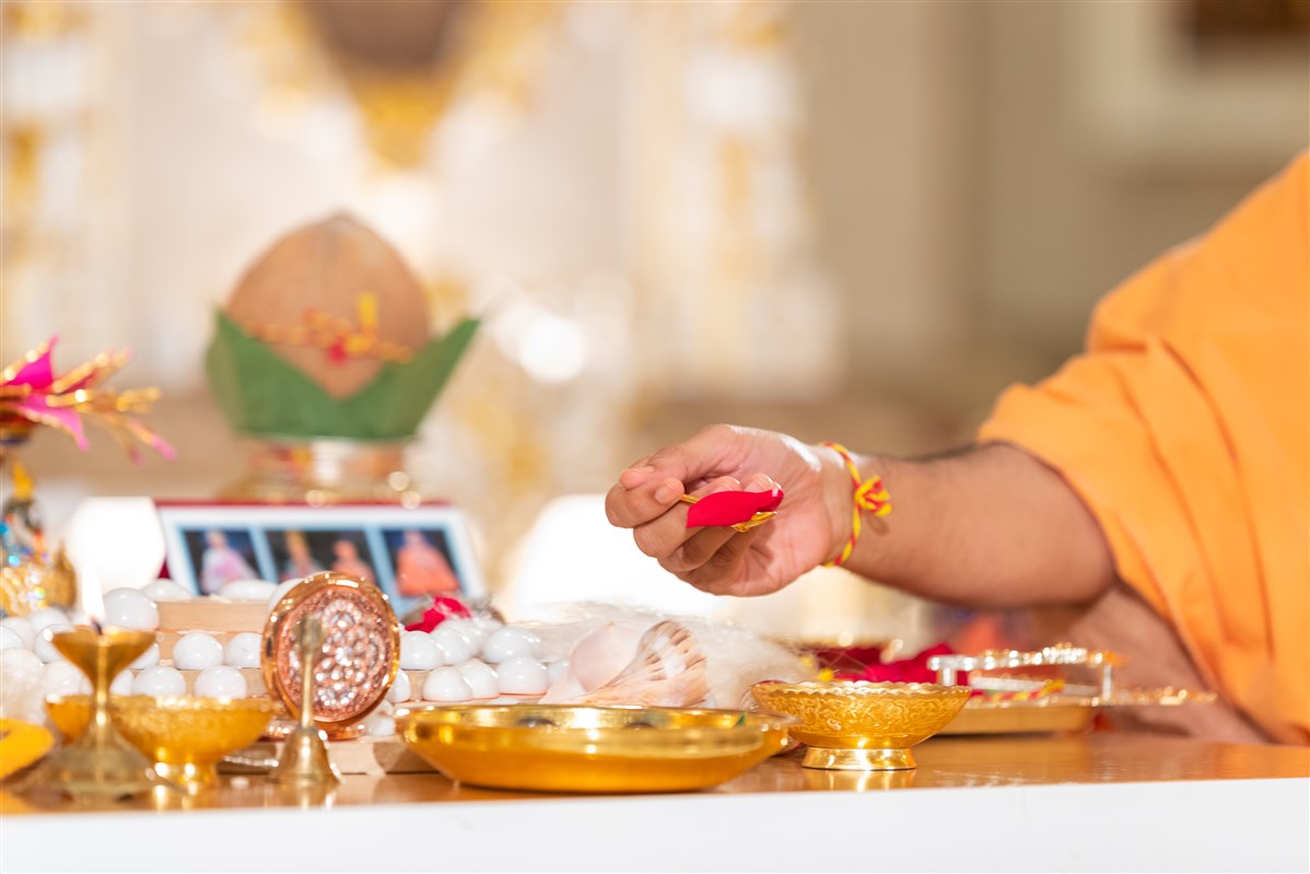 Pujya Swamis engaged in the rituals