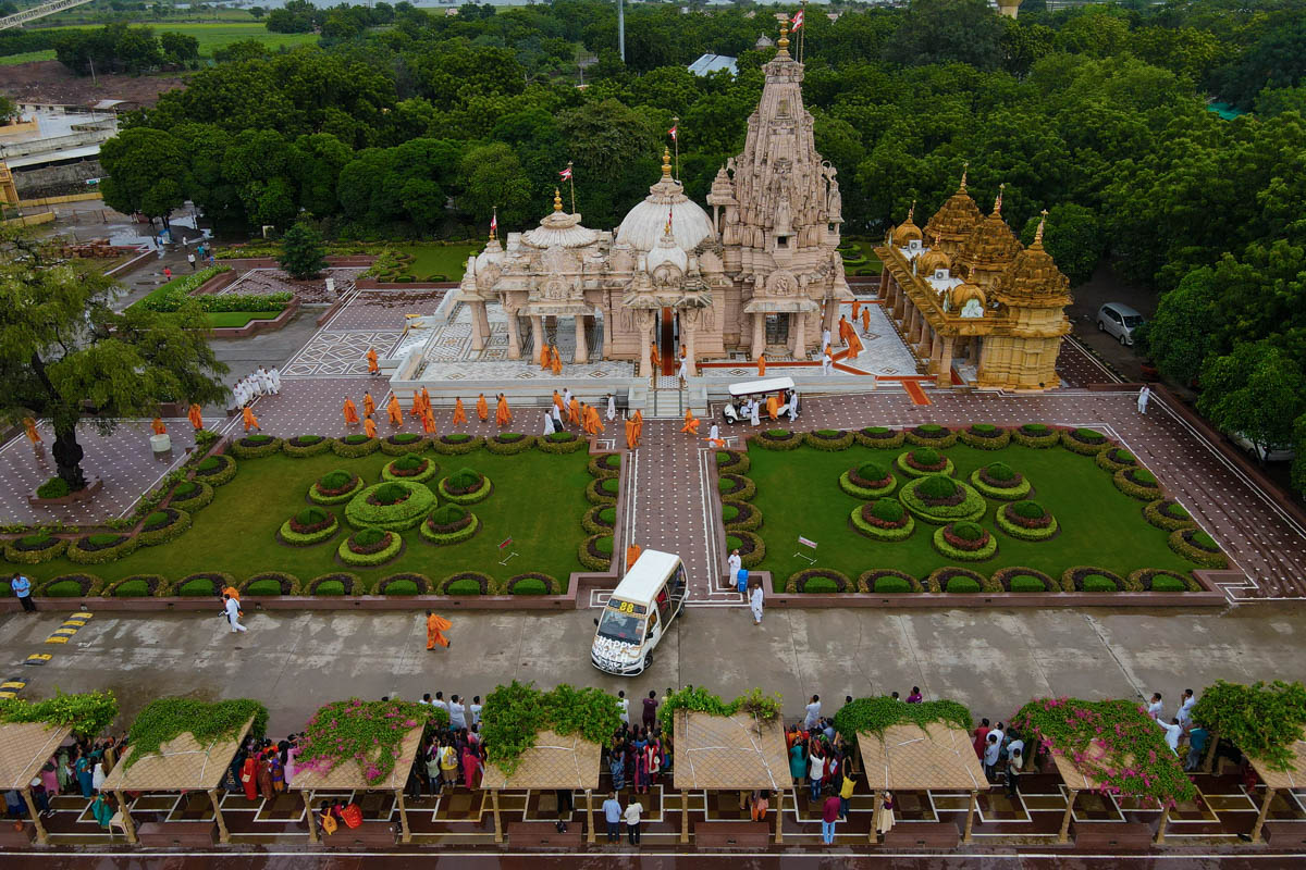 Aerial view of Shri Yagnapurush Smruti Mandir, Sarangpur