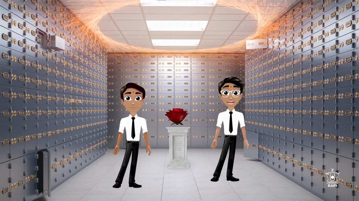 Agents receiving the Mission 3 rose, before going into the animation portal