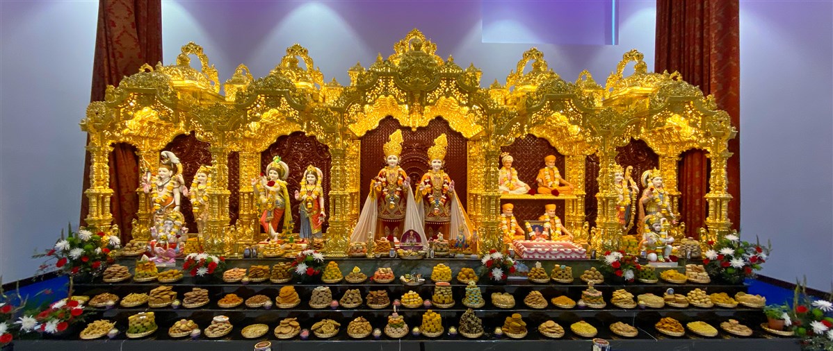 The newly consecrated murtis at the new hari mandir in Manchester, UK