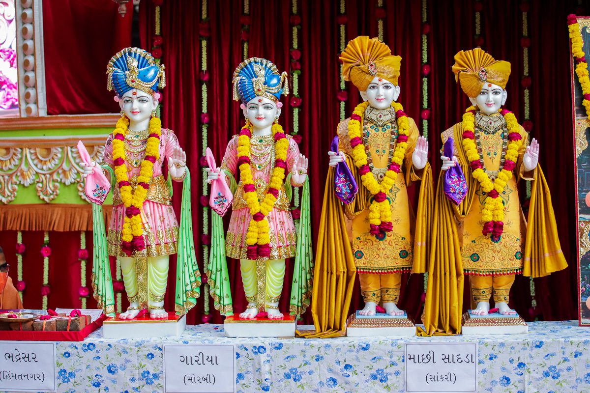 Murtis to be consecrated at BAPS Shri Swaminarayan Mandirs, Gariya and Machhi Sadada, India
