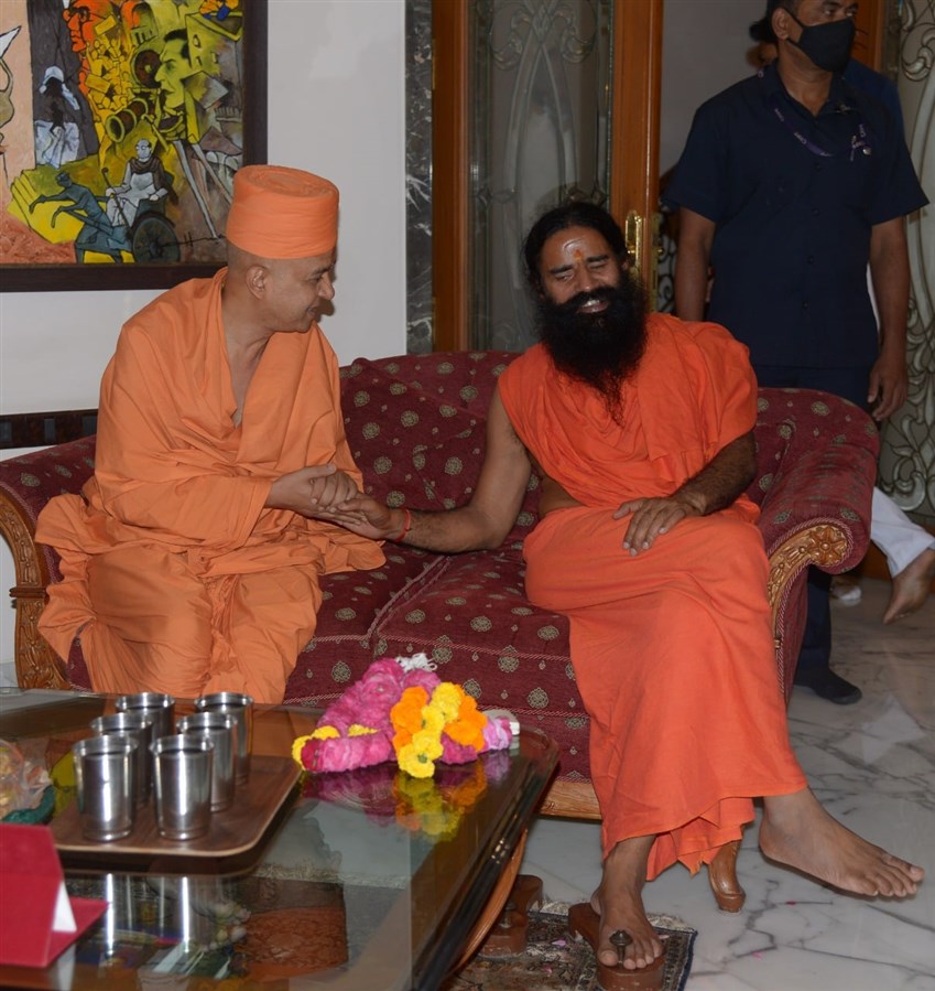 Swami Ramdev in conversation with Brahmaviharidas Swami
