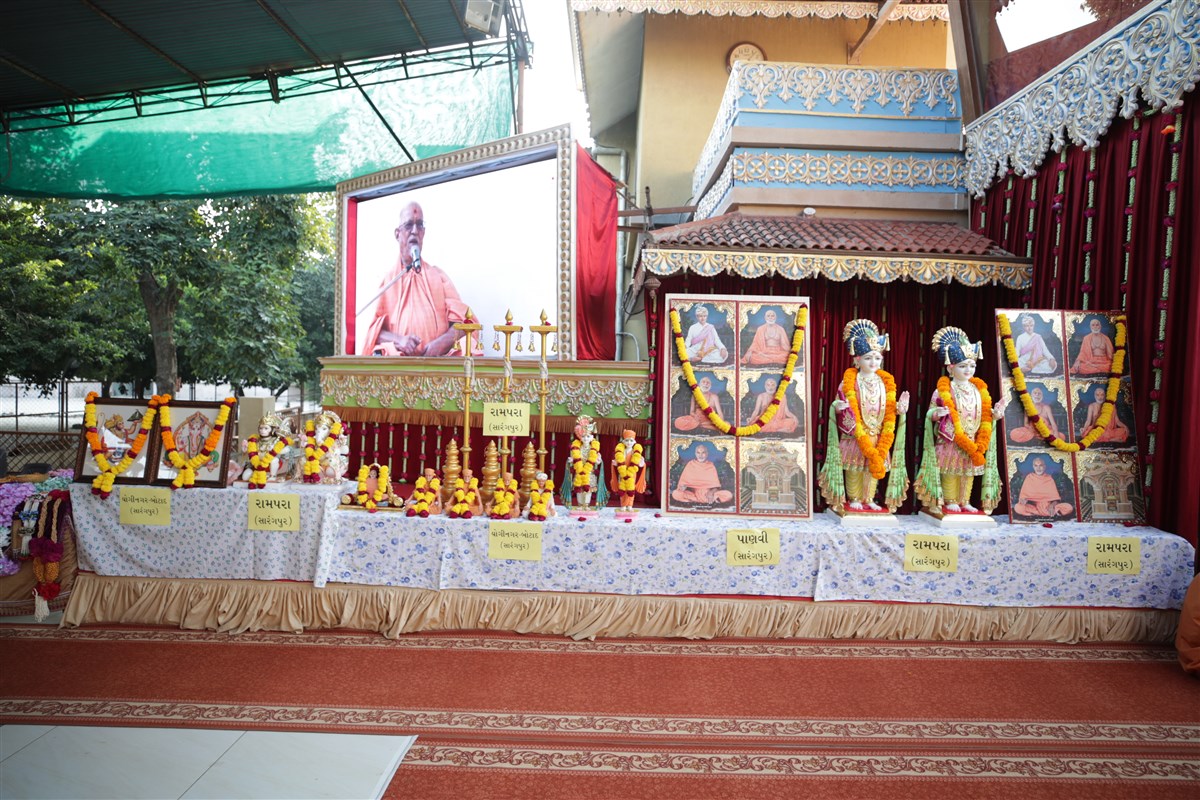Murtis to be consecrated at BAPS Shri Swaminarayan Mandirs in Rampara, Panavi, Yoginagar (Botad), India