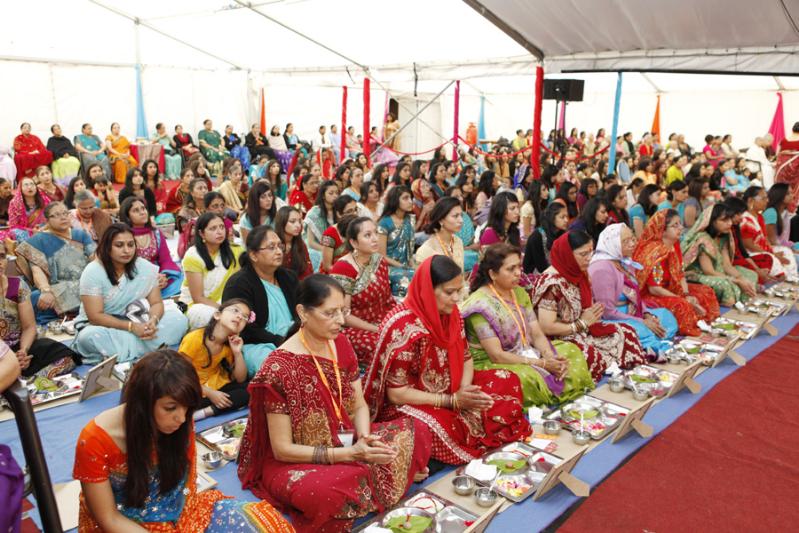 Devotees participated in the bhumi pujan ceremony for the new mandir on Pitmaston Road