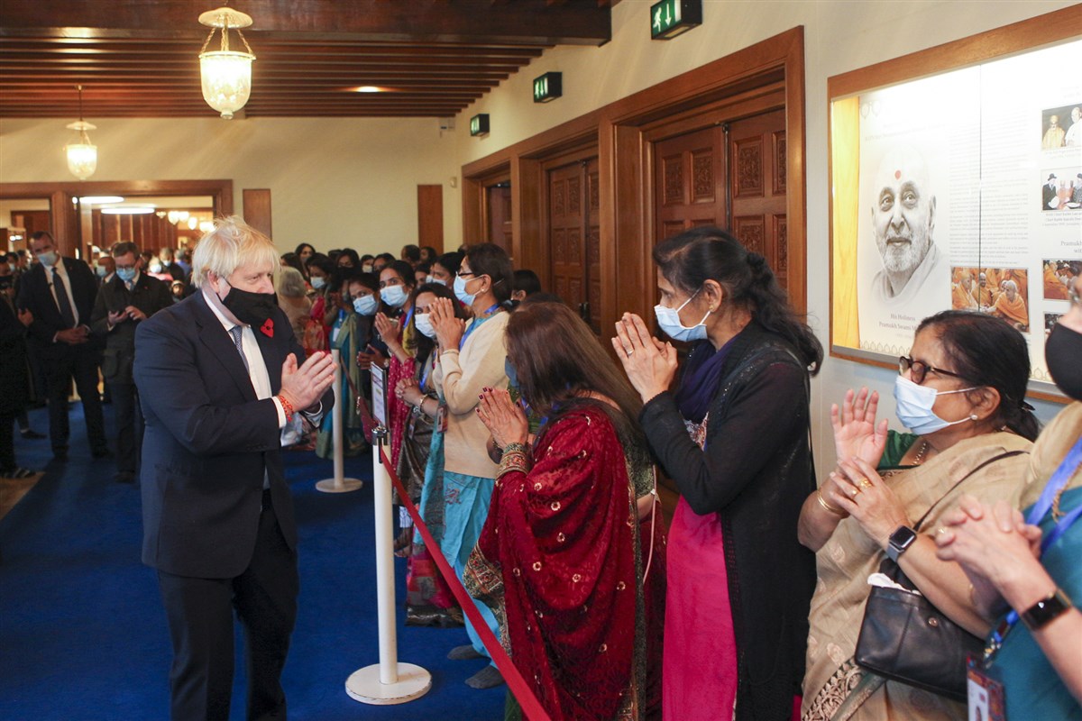 Prime Minister Johnson met some of the inspirational female volunteers who play an integral part of the Mandir’s activities and services