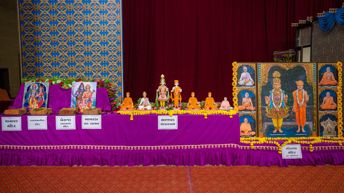 Murtis to be consecrated at BAPS Shri Swaminarayan Mandirs in Vanavad, Jamkhambhaliya, Beraja, Khakharda, Bhanvad, Gorana, India