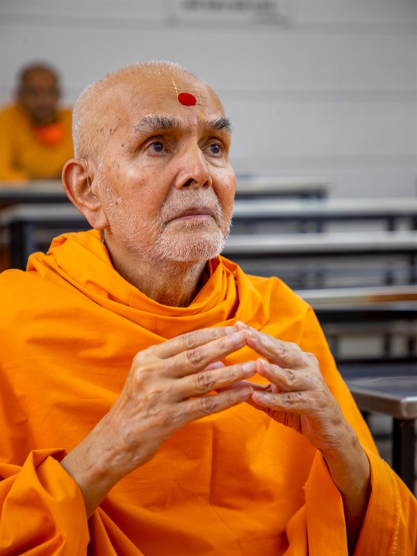 Swamishri observes a presentation