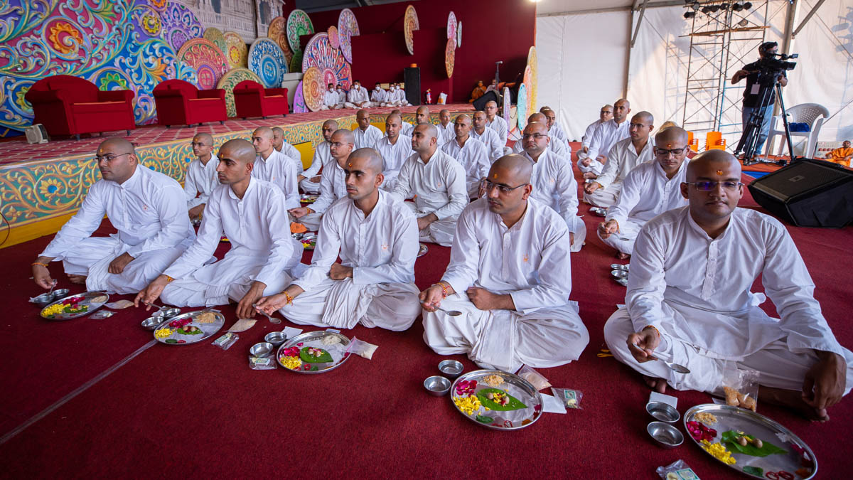 Sadhaks perform the diksha mahapuja rituals