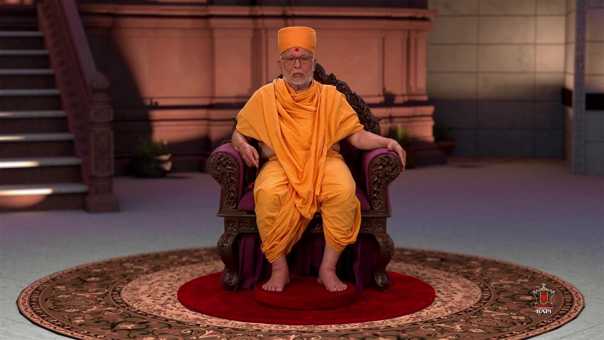 Pujya Ghanshyamcharan Swami during the assembly