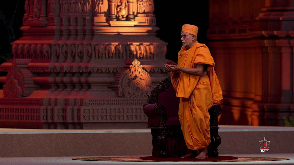 Pujya Kothari Swami offers mantra-pushpanjali