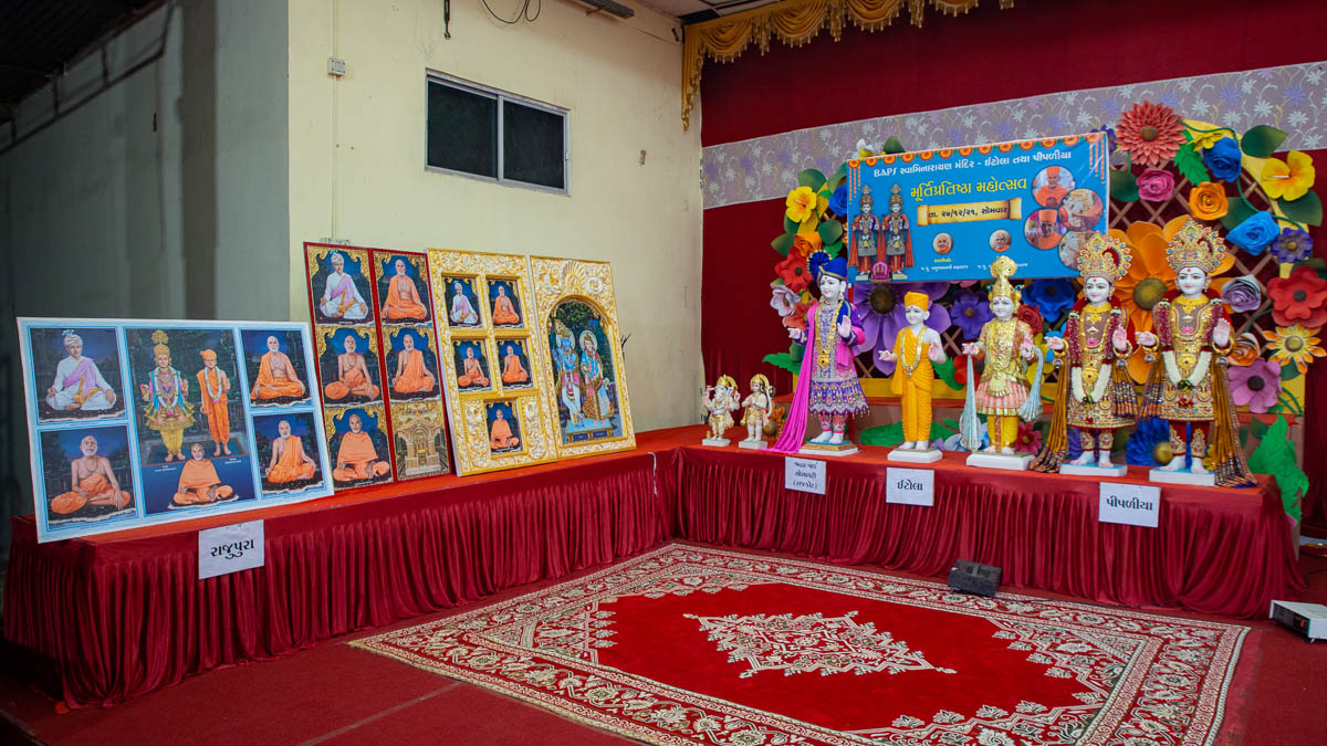 Murtis to be consecrated at BAPS Shri Swaminarayan Mandirs in Pipaliya, Itola, Shraddha Park Society (Rajkot) and Rajupura, India