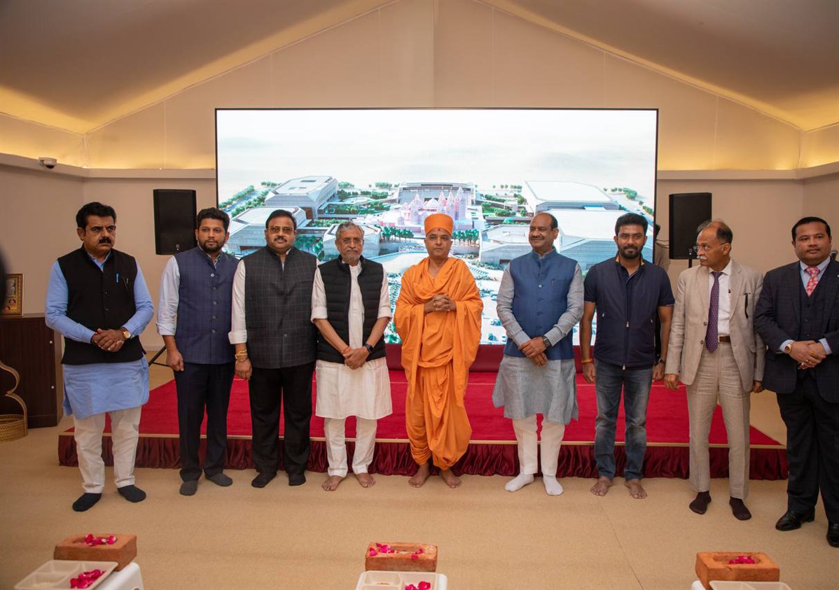 The senior delegates at the BAPS Hindu Mandir in Abu Dhabi