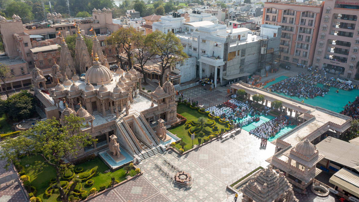Aerial view of BAPS Shri Swaminarayan Mandir, Atladara 
