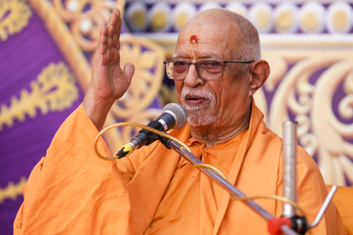 Pujya Doctor Swami addresses the assembly