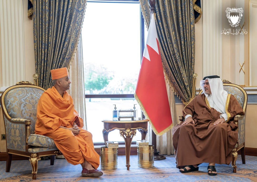 HRH Crown Prince & PM of Bahrain Receives BAPS Delegation