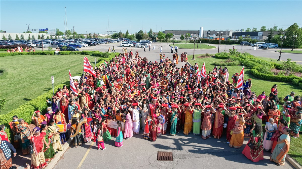 The women's wing participates in a 'Pothi Yatra,' a religious procession honouring the holy scriptures