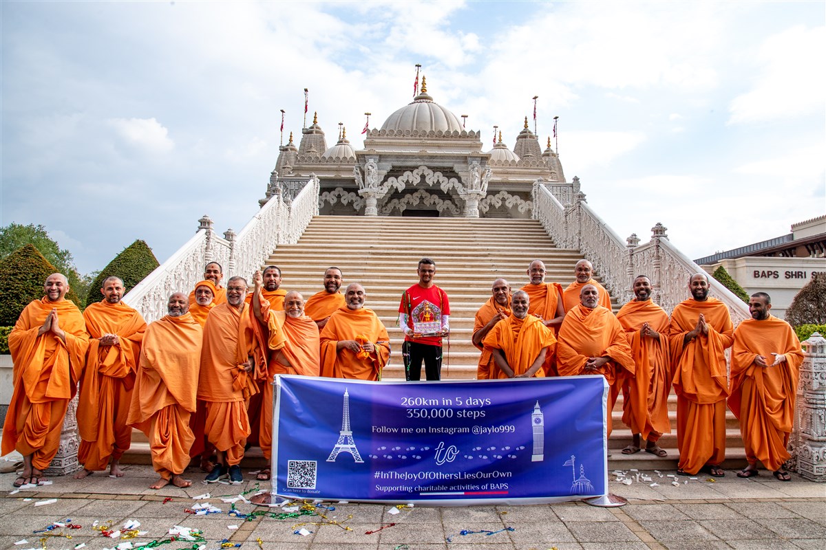The 260-kilometre devotional walk from Paris to London was to raise funds and awareness for the upcoming mandir in Paris
