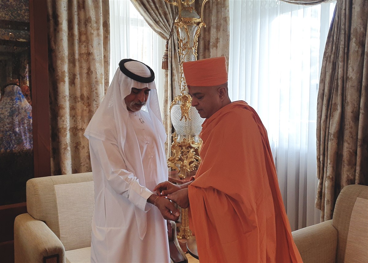 Rakhi tied to HE Sheikh Nahyan Mabarak Al Nahyan